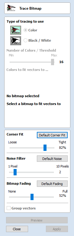 Trace Bitmap Form