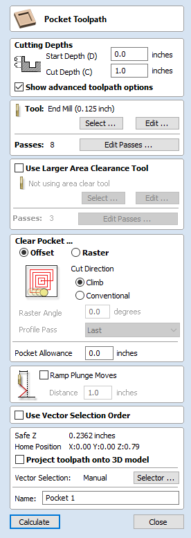 Pocketing Toolpath Form