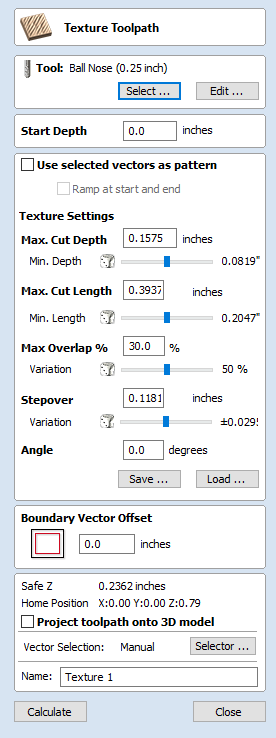 Texture Toolpath Form