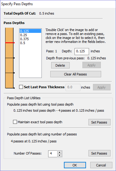 Specify Pass Depths Dialog