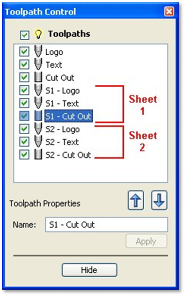 Toolpath Control Dialog